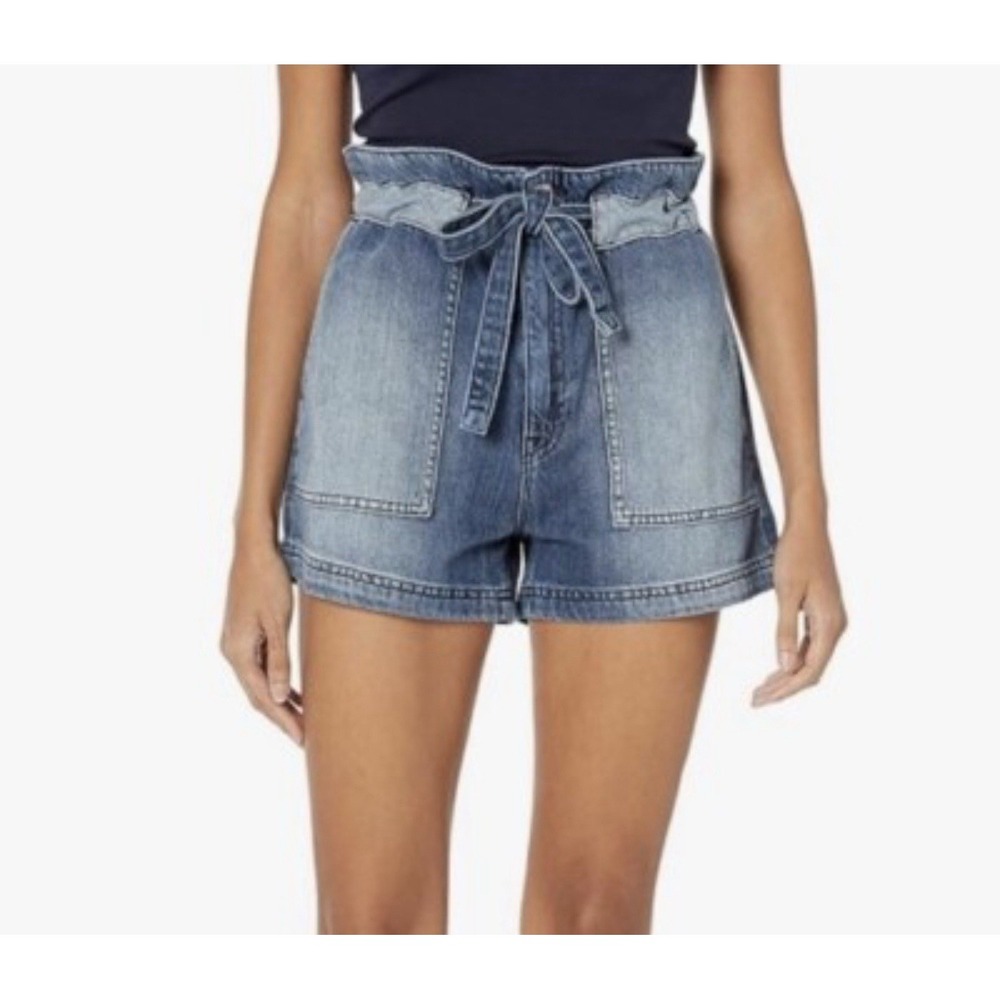 HUDSON Belted Tie Cinched Paperbag Waist 3" Jean Short High Waist‎ Women Size 26